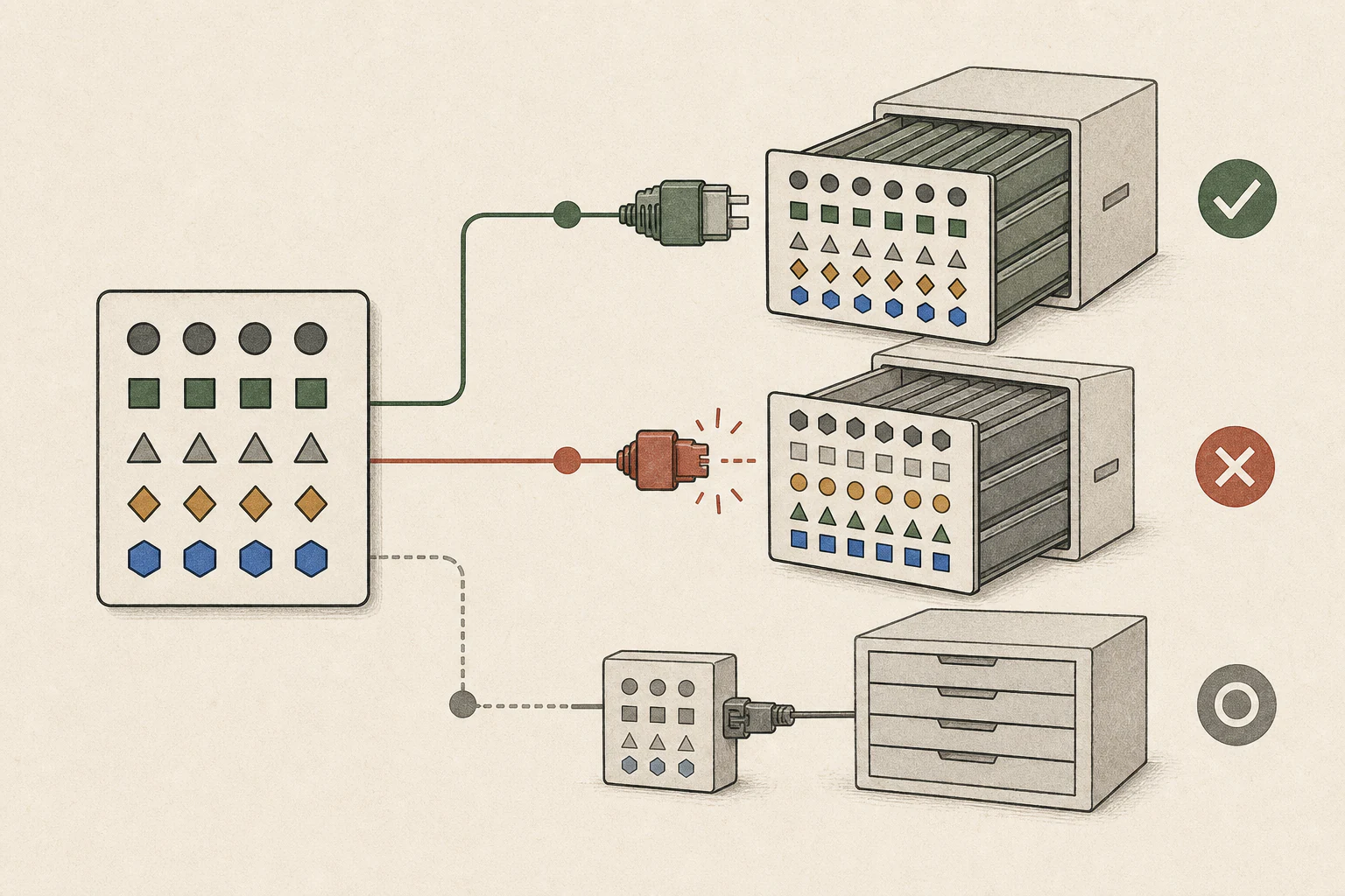 Illustration of an MTP verification path connecting to a compatible KV cache and returning to the default path in an incompatible cache.