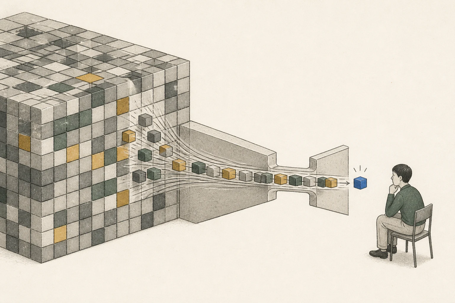 Illustration of how model weights flow from memory to a compute device each time you create one output token.