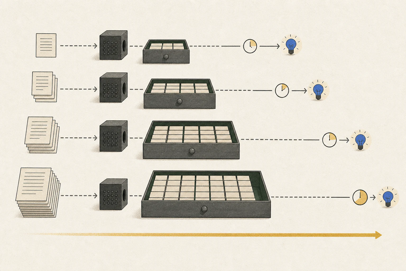 A diagram showing how longer inputs need more KV cache memory and increase the wait for the first token